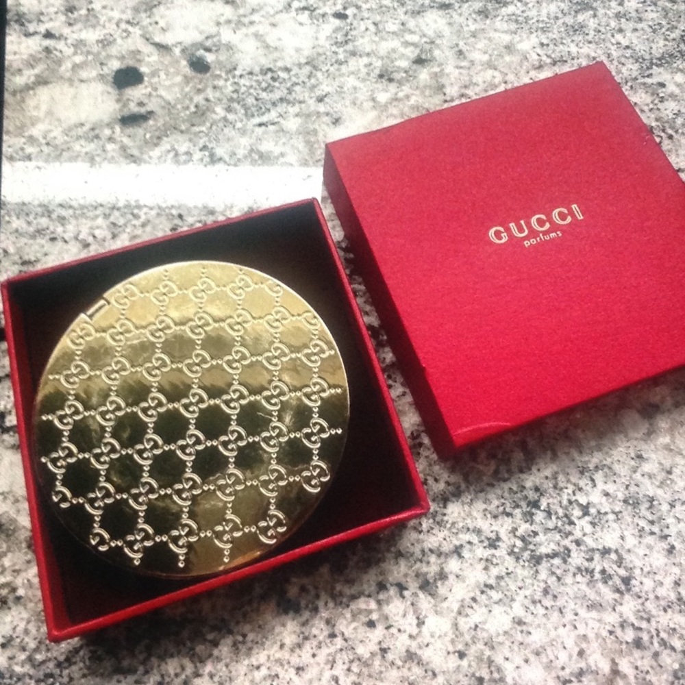Gold-Tone Makeup Mirror Compact + Box NWOT